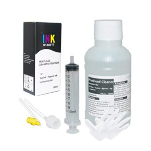 jejemi printhead cleaning kit for epson canon brother lexmark hp printer fluid sublimation ink pigment dye 3.4oz 100ml, transparent