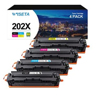 wiseta 202x 202a cf500x compatible toner cartridge replacement for hp 202x cf500x 202a cf500a compatible with hp pro mfp m281fdw m281cdw m254dw m281 m254 m280nw printer(1black 1cyan 1magenta 1yellow)