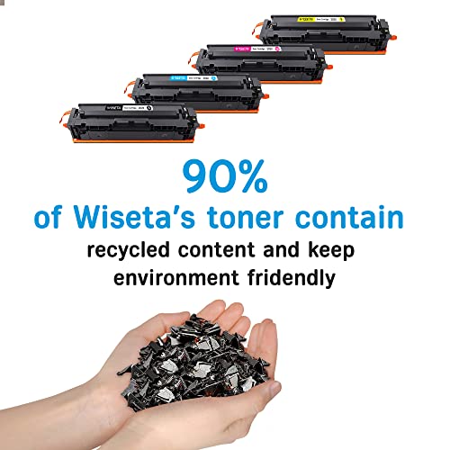 WISETA 202X 202A CF500X Compatible Toner Cartridge Replacement for HP 202X CF500X 202A CF500A Compatible with HP Pro MFP M281fdw M281cdw M254dw M281 M254 M280nw Printer(1Black 1Cyan 1Magenta 1Yellow)