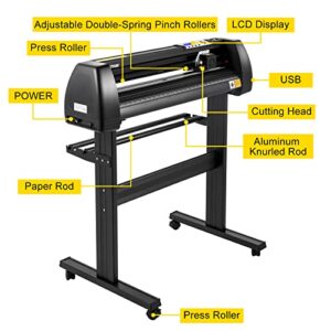 VEVOR Vinyl Cutter Machine, 34in / 870mm, LED Plotter Printer, Precise Manual Positioning, Softwares Support MAC and Windows Systems, Adjustable Force and Speed, Floor Stand for Making Sign Label