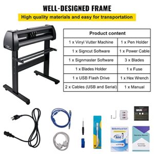 VEVOR Vinyl Cutter Machine, 34in / 870mm, LED Plotter Printer, Precise Manual Positioning, Softwares Support MAC and Windows Systems, Adjustable Force and Speed, Floor Stand for Making Sign Label