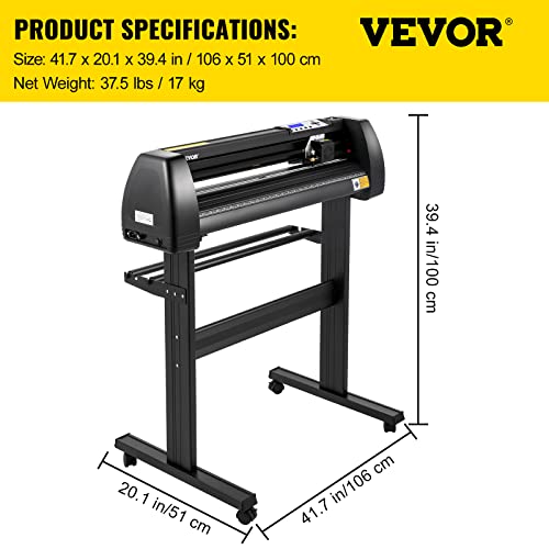 VEVOR Vinyl Cutter Machine, 34in / 870mm, LED Plotter Printer, Precise Manual Positioning, Softwares Support MAC and Windows Systems, Adjustable Force and Speed, Floor Stand for Making Sign Label