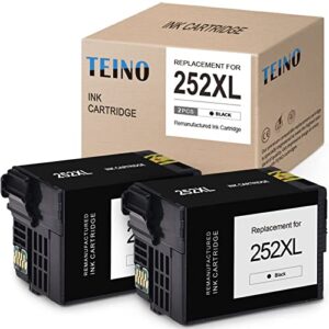 teino remanufactured ink cartridges replacement for epson 252 xl 252xl for epson workforce wf-7710 wf-7720 wf-3640 wf-3620 wf-7620 wf-7610 (black, 2 pack)