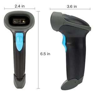 2D 1D 2.4G Wireless Bar Code Scanner Versatile 2 in 1 (Wireless+Wired) for Computers PC, UNIDEEPLY Automatic Barcode Reader Scanner 196 Feet Indoor Transmission Distance, QR PDF417 Scanning Gun, Black