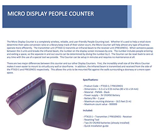 All-Tag Micro Display People Counter, Wireless Battery Operated,Black