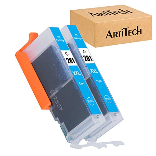 ARTITECH Replacement for Canon CLI-281 CLI-281 XXL CLI 281 Cyan Compatible Ink Cartridges Use for PIXMA TS9120 TR7520 TR8520 TS6120 TS6220 TS8120 TS8220 TS9520 TS6320 TS9521C Printer, 2 Pack CLI281 C