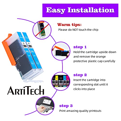 ARTITECH Replacement for Canon CLI-281 CLI-281 XXL CLI 281 Cyan Compatible Ink Cartridges Use for PIXMA TS9120 TR7520 TR8520 TS6120 TS6220 TS8120 TS8220 TS9520 TS6320 TS9521C Printer, 2 Pack CLI281 C