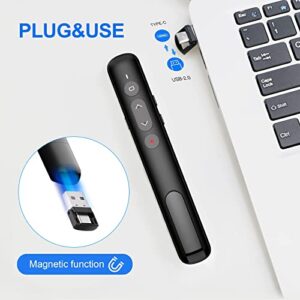 Wireless Presentation Clicker, 2 in 1 USB Type C Powerpoint Clicker with Laser Pointer, Clicker for Powerpoint Presentation Remote PPT PowerPoint Clicker for Mac,Computer, Keynote,Laptop