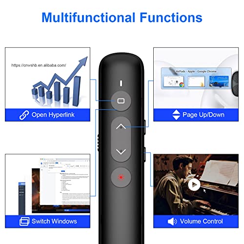 Wireless Presentation Clicker, 2 in 1 USB Type C Powerpoint Clicker with Laser Pointer, Clicker for Powerpoint Presentation Remote PPT PowerPoint Clicker for Mac,Computer, Keynote,Laptop