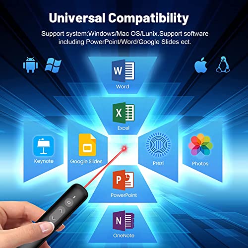 Wireless Presentation Clicker, 2 in 1 USB Type C Powerpoint Clicker with Laser Pointer, Clicker for Powerpoint Presentation Remote PPT PowerPoint Clicker for Mac,Computer, Keynote,Laptop