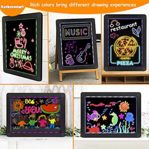 Led Magic Glow Board , 16’’x 12’’Illuminated Erasable Neon Effect Sign Board Tablet Pad with 10 Fluorescent Chalk Markers, Perfect for Christmas Gift/ Shop/Cafe/Bar/Menu/Wedding/Decoration/Promotion