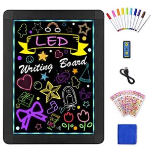 Led Magic Glow Board , 16’’x 12’’Illuminated Erasable Neon Effect Sign Board Tablet Pad with 10 Fluorescent Chalk Markers, Perfect for Christmas Gift/ Shop/Cafe/Bar/Menu/Wedding/Decoration/Promotion