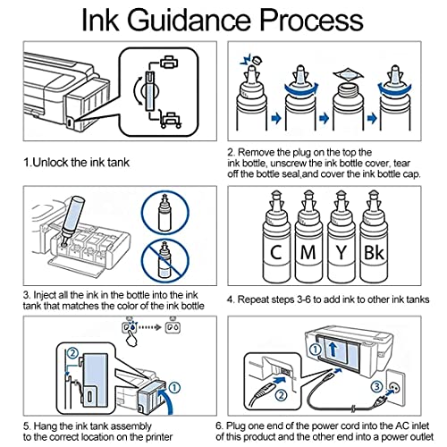 Printers Jack Compatible Epson T664 Refill Ink Bottle kit for Expression ET-2650, ET-2500, ET-2550, ET-2600 & Workforce ET-16500, ET-4500, ET-4550 Printers