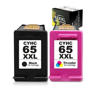 cyhc compatible with hp 65 xl 65xl combo pack remanufactured 65xxl ink cartridge replacement for hp envy 5055 5052 5058 deskjet 3755 2655 2652 2600 printer (1 black 1 tri-color)