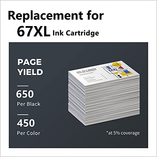 LemeroSuperx 67XL Ink Cartridges Remanufactured Ink Cartridge Replacement for HP 67XL 67 XL Combo Pack for Envy 6055 6055e 6052 Envy Pro 6455 6452 DeskJet 4155 4155e Printer(1 Black, 1Tri-Color)