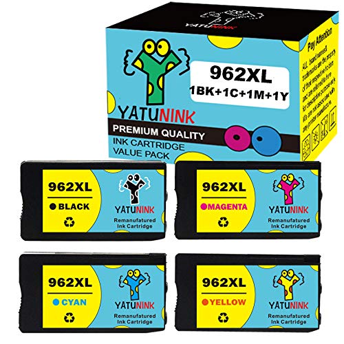 YATUNINK Remanufactured Ink Cartridge Replacement for HP 962XL Ink Cartridges Combo Pack 962XL Black 962 XL Color Ink Cartridges for HP OfficeJet Pro 9010 9012 9015 9018 9020 9025 Printer Ink (4Pack)