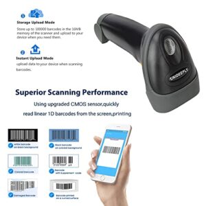 1D CCD 2.4G Wireless Bar Code Scanner Versatile 2 in 1 (Wireless+USB Wired), UNIDEEPLY Automatic Barcode Reader Scanner 196 Feet Indoor Transmission Distance, Scanning Gun for PC Computers, Black