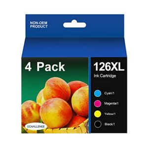 126xl 126 ink remanufactured ink cartridge replacement for epson 126 ink t126 to use with workforce 435 520 545 635 645 wf-3520 wf-3530 wf-3540 wf-7010 wf-7510 (black cyan magenta yellow, 4 pack)