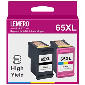 lemerouexpect 65xl remanufactured ink cartridge replacement for hp 65xl 65 xl for envy 5055 5052 5012 deskjet 3755 3752 2600 2622 2655 2624 2635 2620 printer black tri-color, 2-pack