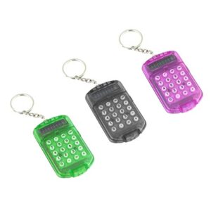 nuobesty 3pcs pocket calculator key ring tiny small portable mini electronic calculator for kids home students school (random color)