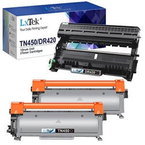 lxtek compatible toner cartridge & drum unit replacements for brother tn450 tn-450 dr420 dr-420 to use with fax-2940 fax-2840 mfc-7240 hl-2270dw printer (2 toner cartridges, 1 drum unit, 3 pack)