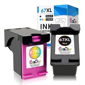 crtbotw remanufactured 67xl ink cartridge replacement for hp 67 xl 67xl (black&tri-color) use for deskjet 2752 2710 2755 2722 2720 2300 2330 plus 4100 4152 4158 envy 6055 6052 6022 pro 6452 6455