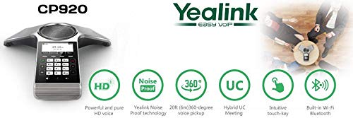 Yealink CP920 Conference IP Phone, 3.1-Inch Graphical Display. 802.11n Wi-Fi, 802.3af PoE, Power Adapter Included