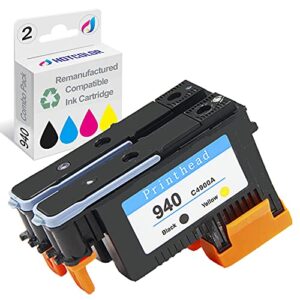 hotcolor 8500 printhead replacement for hp 940 printhead c4900a and c4901a printheads for hp 8500a officejet pro 8000 8500 8500a plus 8500a premium 8500 printhead (black/yellow cyan/magenta 2pk)