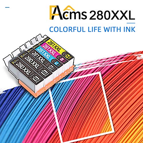 FACMS Compatible 280XXL Ink Cartridge Replacement for Canon 280 281 Ink Cartridges PGI-280XXL CLI-281XXL for PIXMA TR7520 TR8520 TS6120 TS6220 TS6320 TS8120 TS8220 TS9120 TS9520 TS9521C TS702 Printer