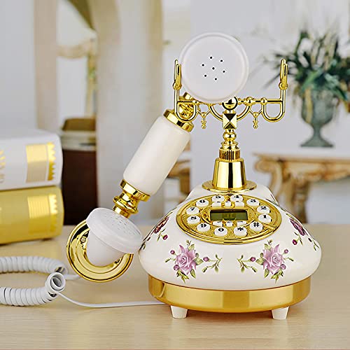 Cedilis Retro Vintage Phone, Antique Ceramic Telephone with LCD, Old Fashioned Telephones with Push Button Dial for Home Decor