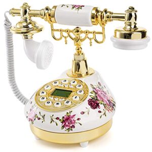 cedilis retro vintage phone, antique ceramic telephone with lcd, old fashioned telephones with push button dial for home decor