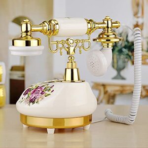 Cedilis Retro Vintage Phone, Antique Ceramic Telephone with LCD, Old Fashioned Telephones with Push Button Dial for Home Decor