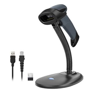netum bluetooth barcode scanner with stand 2.4g wireless & bluetooth & wired 1d ccd scanner gun for supermarket, store, warehouse handheld bar code reader work with windows, mac,android, ios