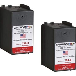 2-Pack Replacement Compatible SL‑798‑0 Ink cartridges for SendPro C200, C300 and C400 Postage Meters. Made in The USA.