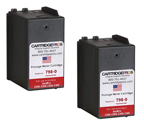 2-Pack Replacement Compatible SL‑798‑0 Ink cartridges for SendPro C200, C300 and C400 Postage Meters. Made in The USA.