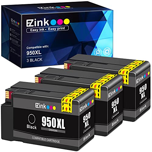 E-Z Ink (TM) Compatible Ink Cartridge Replacement for HP 950XL 950 XL to use with OfficeJet Pro 8610 8600 8615 8620 8625 8100 276dw 251dw (3 Black)