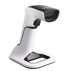 sumicor 2d bluetooth barcode scanner with stand, 3 in 1 compatible with bluetooth & 2.4ghz wireless & wired connection, usb image cordless qr code scanner for smart phone tablet pc