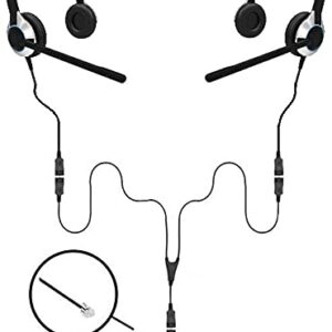 Headset Training Solution (Includes 2 x TruVoice HD-550 Premium Double Ear Headsets with Noise Canceling Microphone,Training Cord and Smart Lead - Works with 99% of Phones with RJ9 Headset Port)