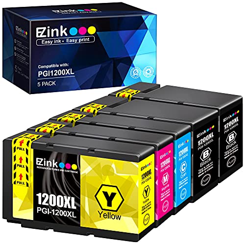 E-Z Ink (TM Compatible Ink Cartridge Replacement for Canon PGI-1200 XL PGI-1200XL PGI1200XL to use with MAXIFY MB2020 MB2320 MB2120 MB2720 MB2350 MB2050 (2 Black, 1 Cyan, 1 Magenta, 1 Yellow, 5 Pack)