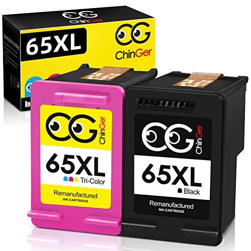 CHINGER Remanufactured Ink Cartridge Replacement for HP 65XL 65 XL for HP Deskjet 3755 3758 2655 2652 2624 2622 3720 3722 3752 Envy 5055 5052 5058 AMP 100 Printer (1 Black, 1 Tri-Color)