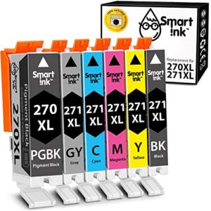 smart ink compatible ink cartridge replacement for canon pixma pgi 270xl 270 xl cli 271 271xl (pgbk&bk/c/m/y/gy 6 pack combo) to use with mg7720 ts9020 ts8020