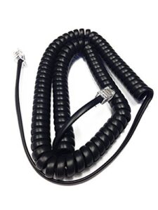 the voip lounge 12 foot flat black phone handset receiver curly cord with long lead (please read the full description)