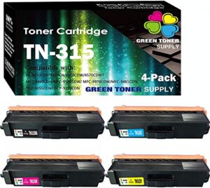 (pack of 4) compatible tn-315 tn-310 tn310 tn315 toner cartridge (basic set, 4 colors) repacelement for brother hl-4150cdn hl-4570cdw hl-4570cdwt mfc-9460cdn printer, sold by gts