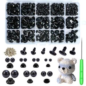 safety eyes and noses, 462pcs black plastic stuffed crochet eyes with washers for crafts