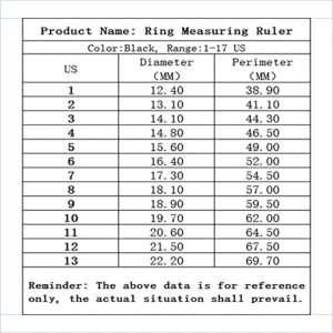 1 Pack US Ring Sizer Measuring Gauge, 1-17 US Rings Size, Plastic Finger Sizing Measure Tool, Reusable, Black