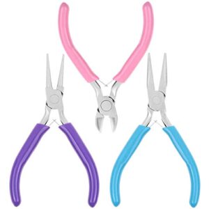 jewelry pliers, shynek 3pcs jewelry making pliers tools with needle nose pliers/chain nose pliers, round nose pliers and wire cutter for jewelry repair, wire wrapping, crafts, jewelry making supplies