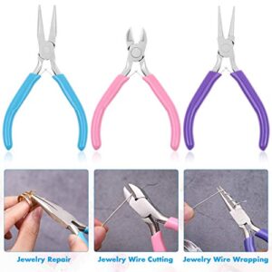 Jewelry Pliers, Shynek 3pcs Jewelry Making Pliers Tools with Needle Nose Pliers/Chain Nose Pliers, Round Nose Pliers and Wire Cutter for Jewelry Repair, Wire Wrapping, Crafts, Jewelry Making Supplies