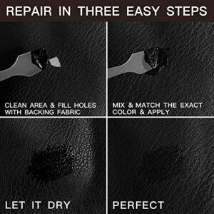 Black Leather Repair Kit for Furniture, Car Seats, Sofa, Jacket and Purse. PU Leather Leather Repair Paint Gel. Repair Tears & Burn Holes. Provide Color Matching Guide & Super Easy Instructions