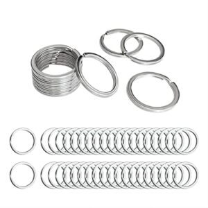 flat key rings 50 pieces 1 inches flat key rings metal keychain rings split keyrings flat o ring for home car office keys attachment(silver)