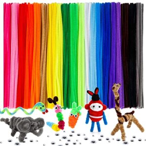 caydo 200 pcs pipe cleaners craft supplies multi-color chenille stems with 100 pcs wiggle eyes for art and craft projects creative diy valentine’s day decorations (12inch x 6mm)